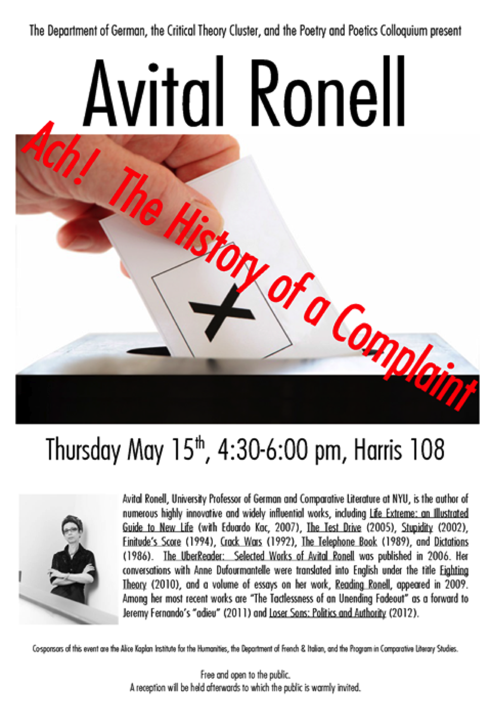 Avital Ronell: Ach! The History of a Complaint